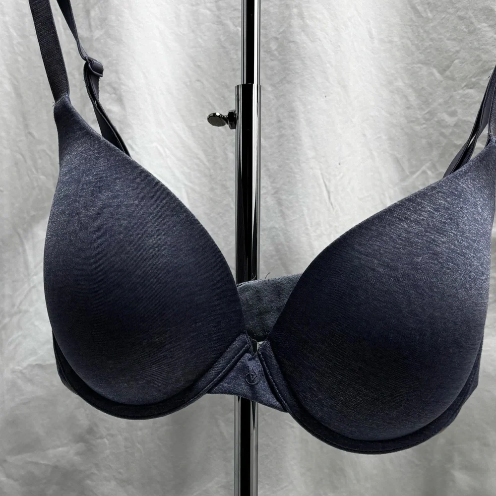 Victoria’s Secret Uplift Semi Demi Bra 34D Purple Heather Logo Band Push Up